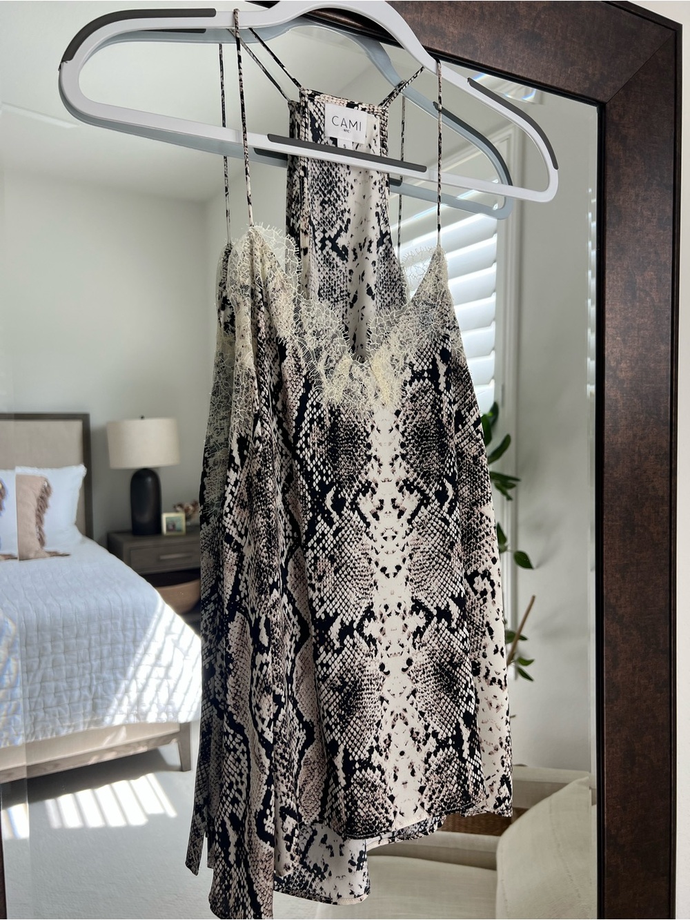 Cami NYC Black & Cream Snake-Print Satin Cami